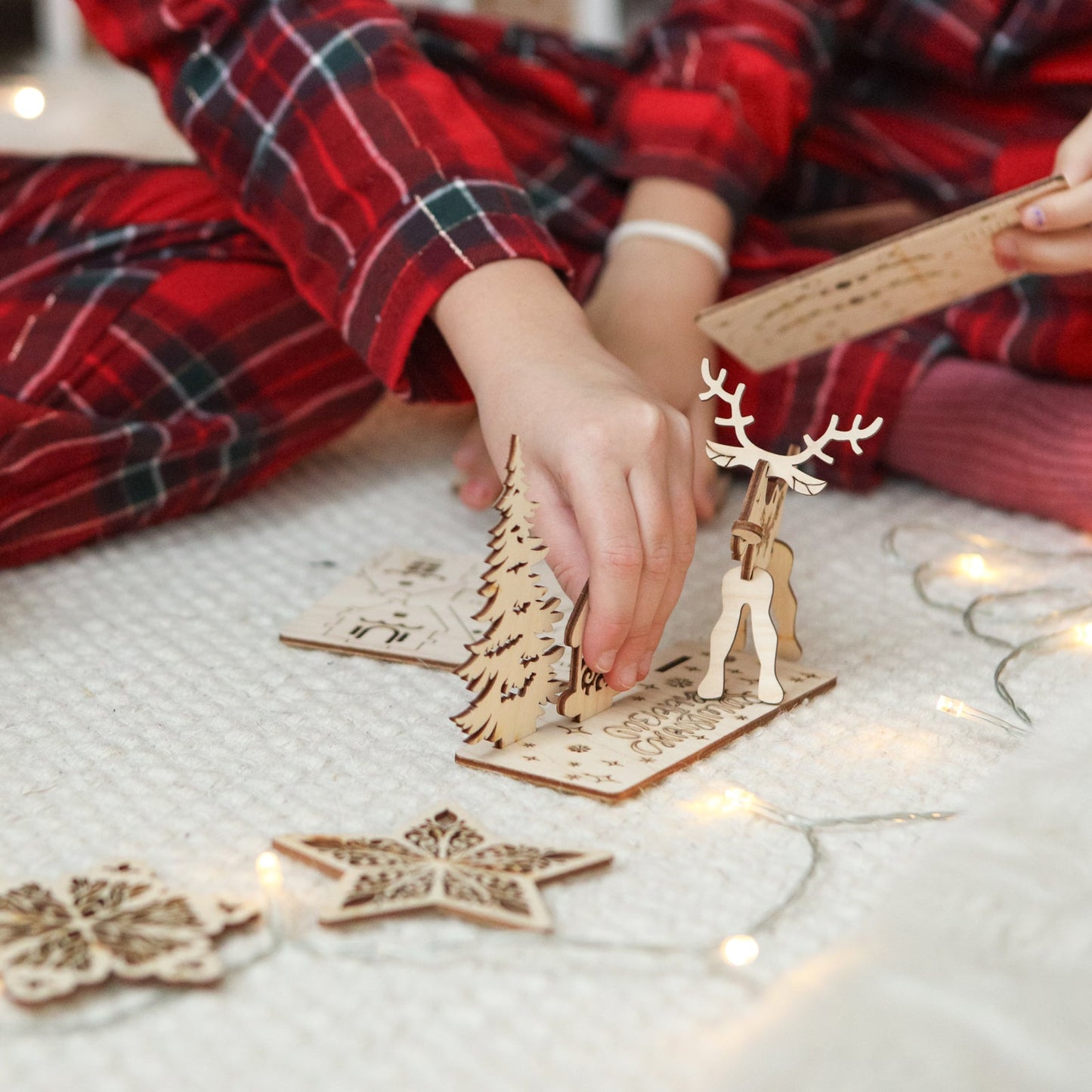 Set of wooden Christmas cards