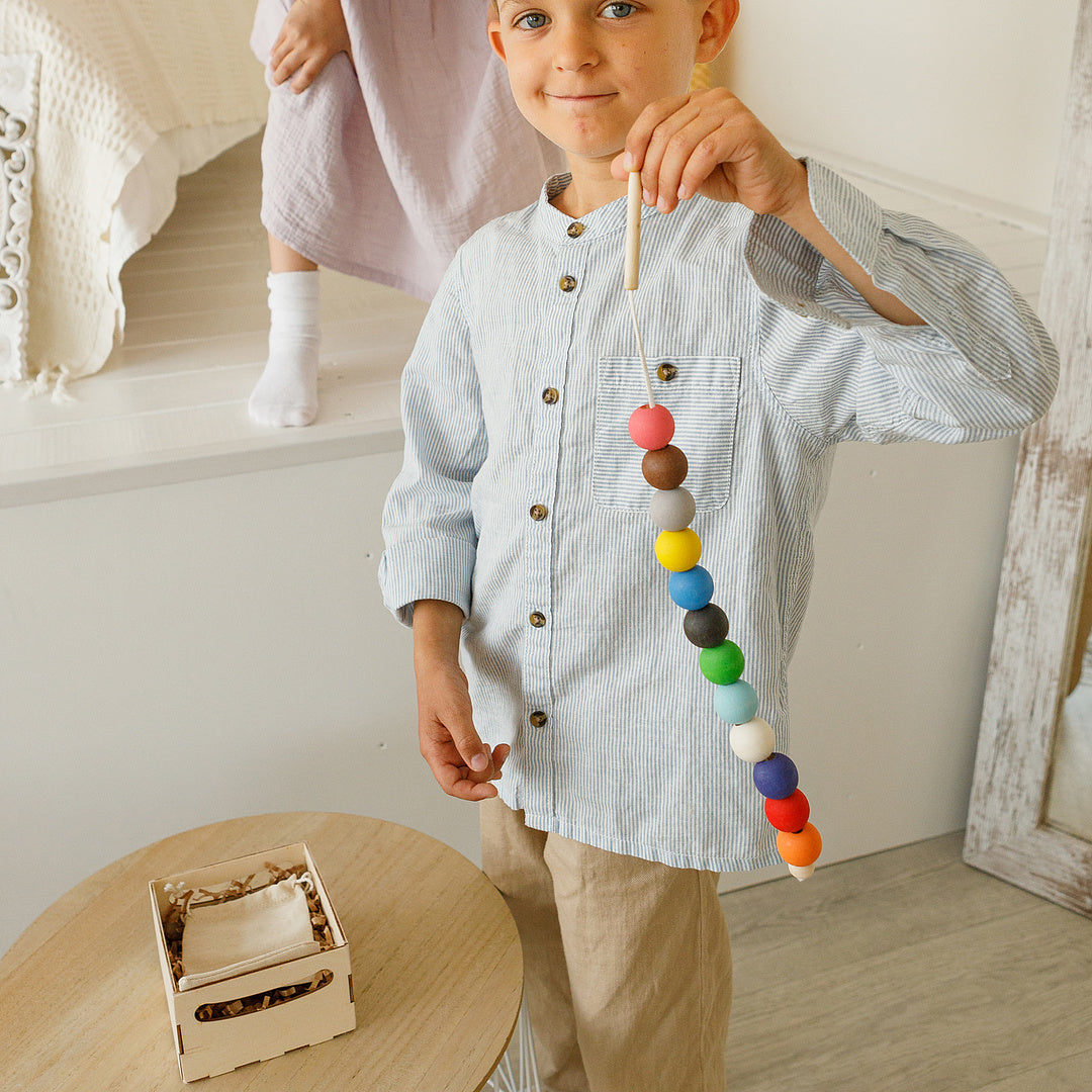 Lacing Average Montessori Toy Wooden 12 Balls 30 mm