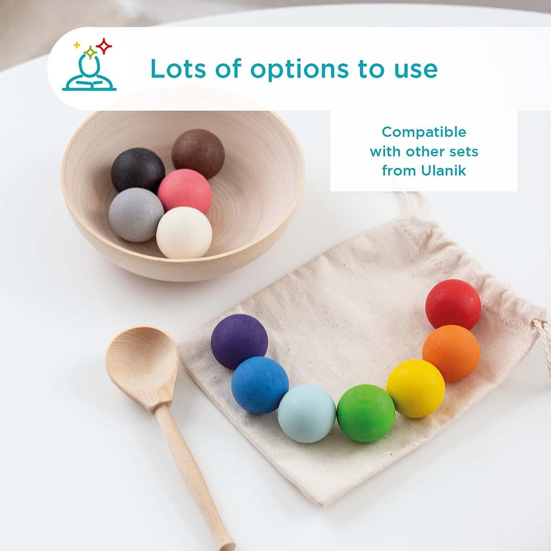 Wooden Set for Sorting Bowl and Spoon 1+