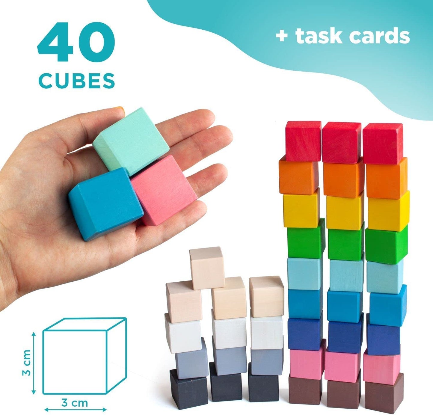 Colored Cubes 0.39 inch (3 cm)