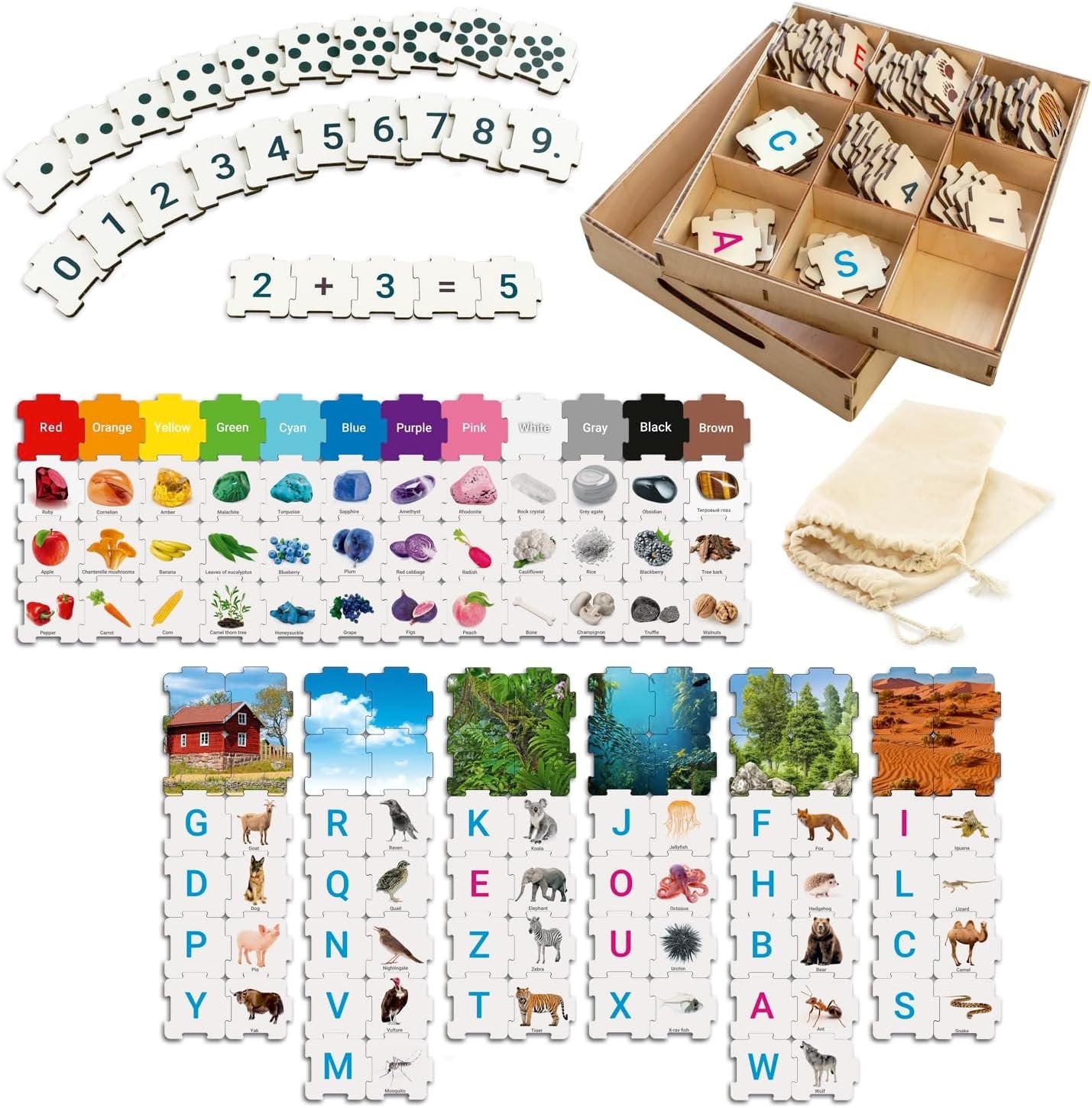 Ulanik Horizon ABC Puzzle Matching Game Toddler Montessori Toys for 3 Year Old + Preschool Wooden Board Games for Kids