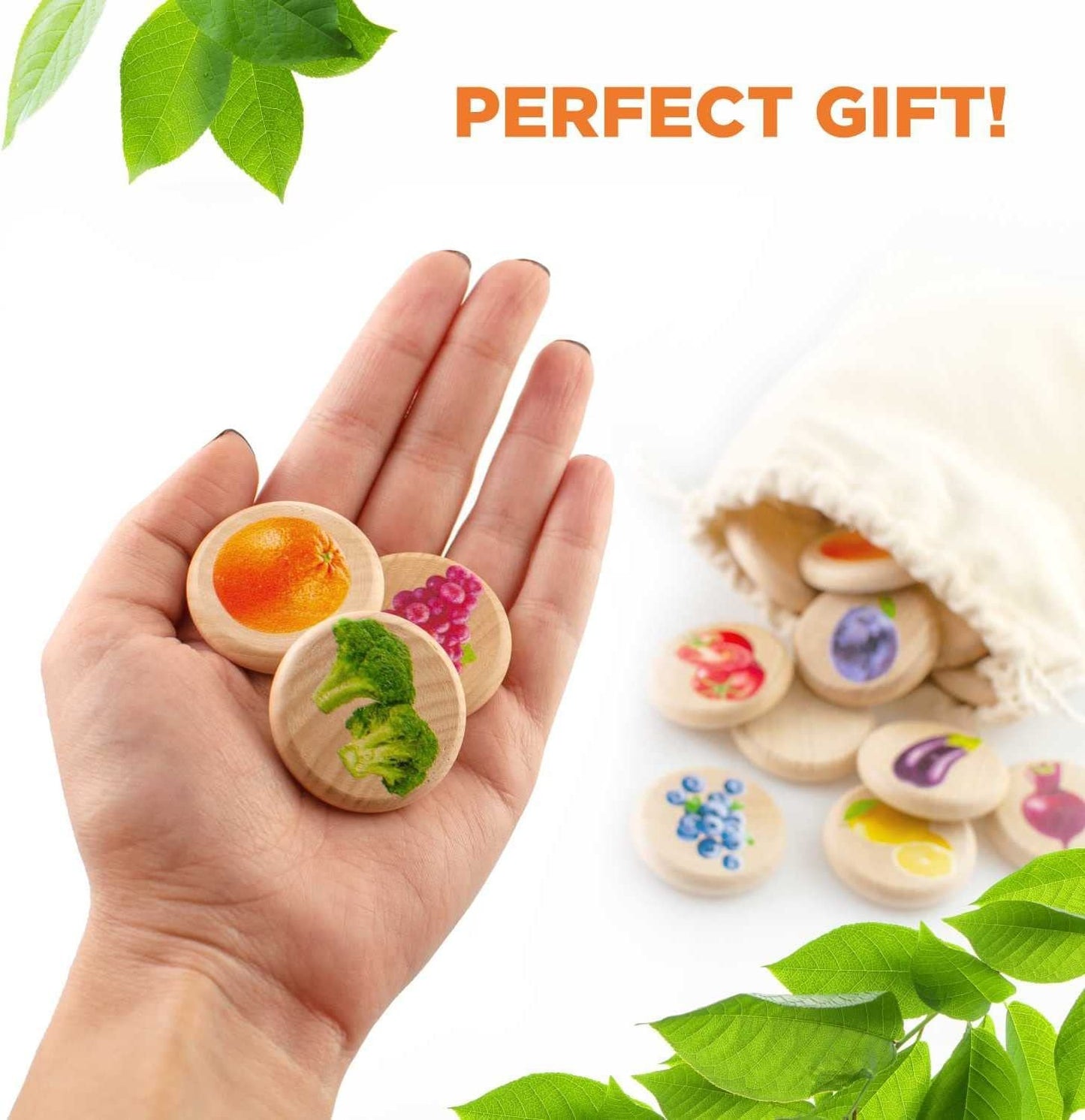 Ulanik Fruits and Vegetables Matching Memory Game for Toddlers Age 3 + Wooden Board Games for Kids 4-8 Learning & Education