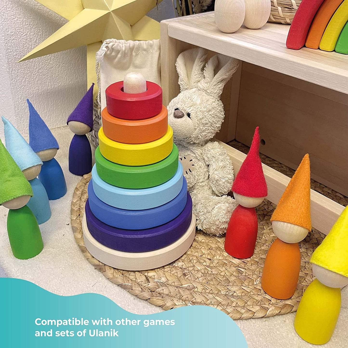 Rainbow Ring Pyramid 7 Pieces 17 cm