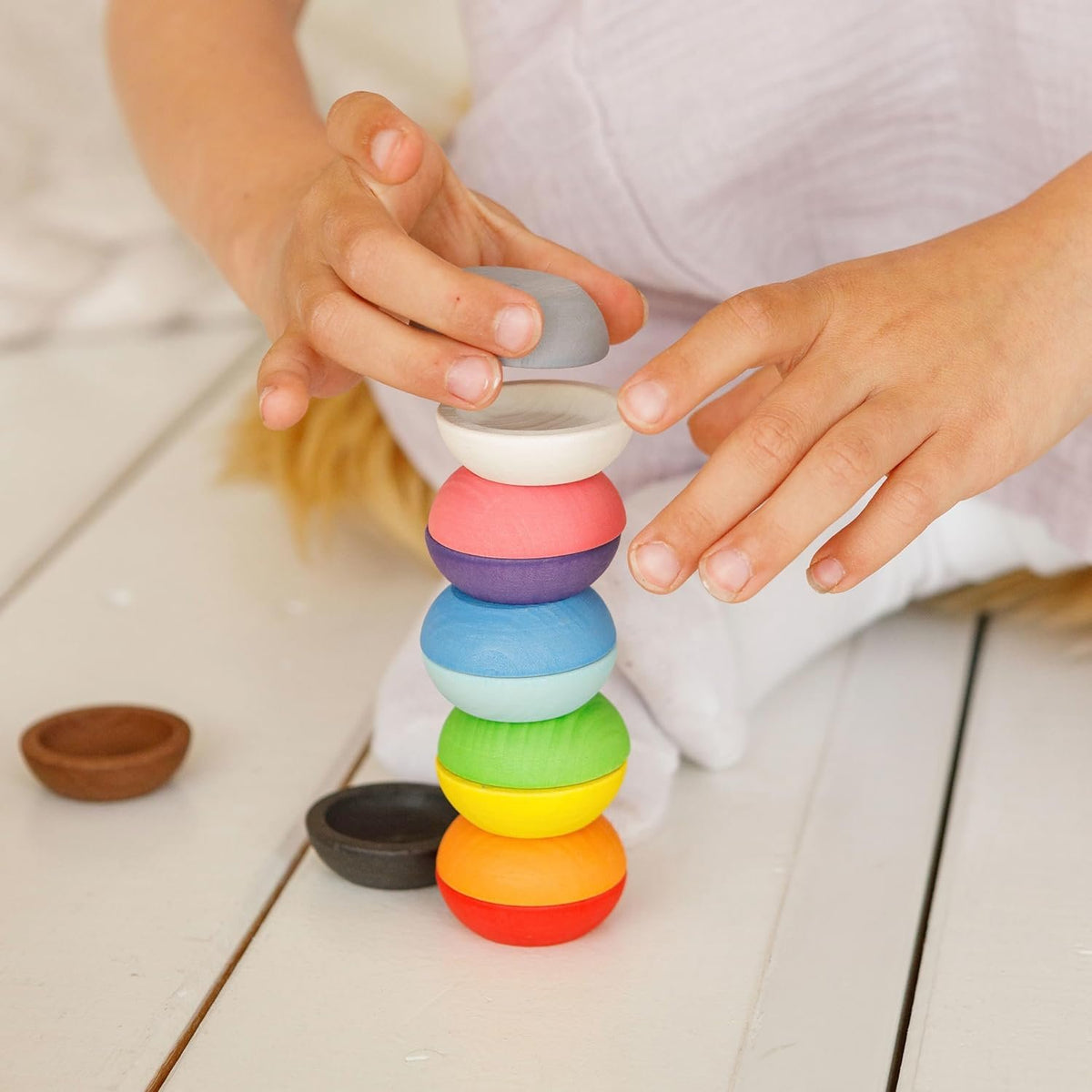 Ulanik Small Balls on Plates Toddler Montessori Toys for 1+ Wooden Matching Game for Learning Color Sorting and Counting