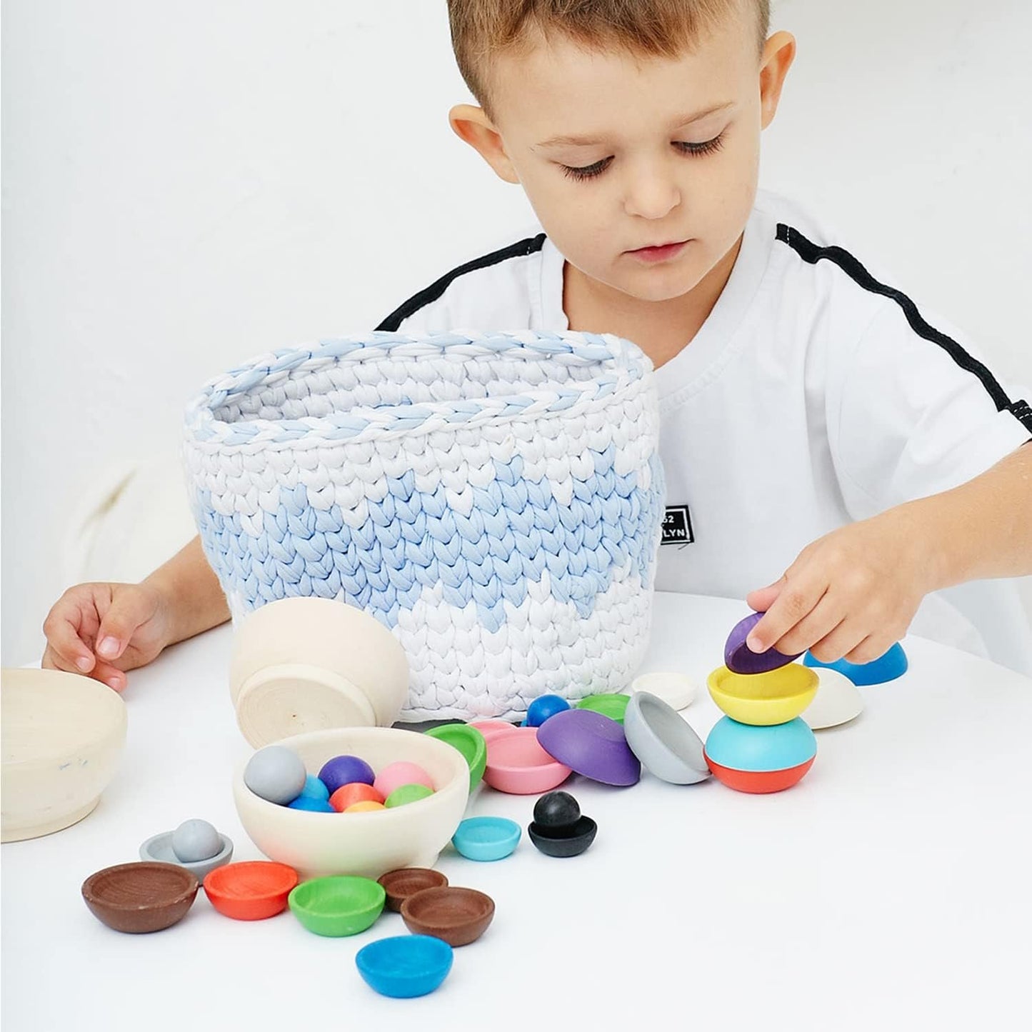 Ulanik Colors and Sizes Toddler Montessori Toys for 1+ Wooden Matching Game for Learning Color Sorting and Counting