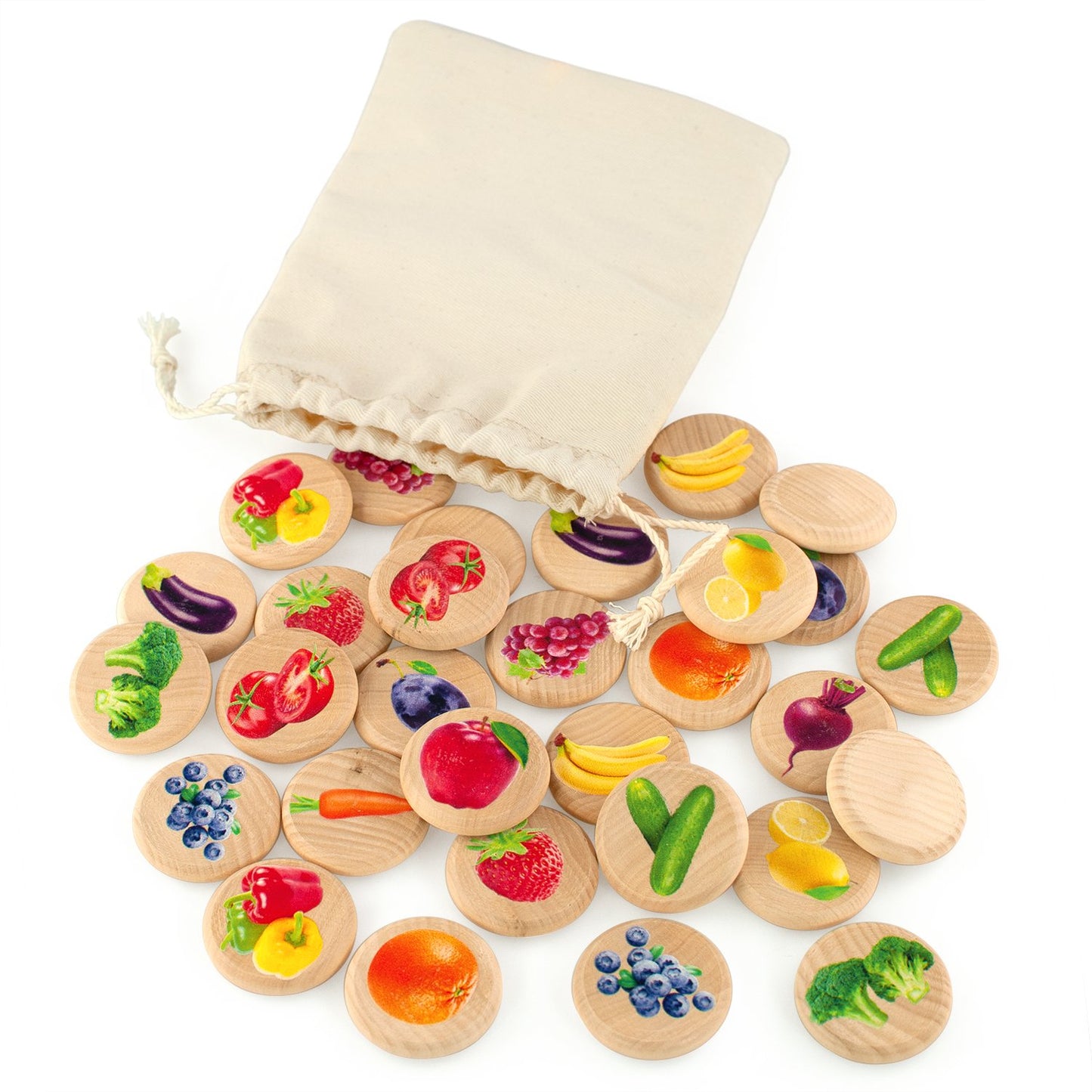 Ulanik Fruits and Vegetables Matching Memory Game for Toddlers Age 3 + Wooden Board Games for Kids 4-8 Learning & Education