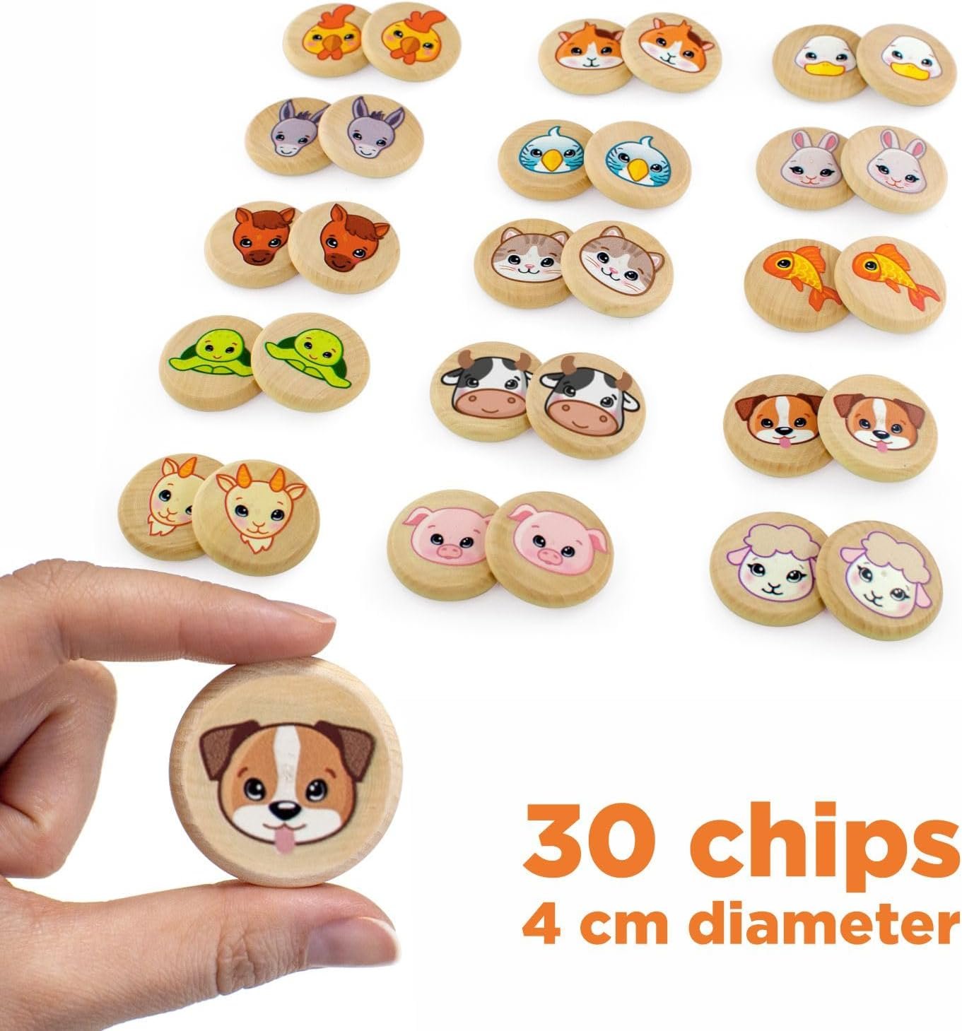 Ulanik Domestic Animals Matching Memory Game for Toddlers Age 3 + Wooden Board Games for Kids 4-8 Learning & Education Toys
