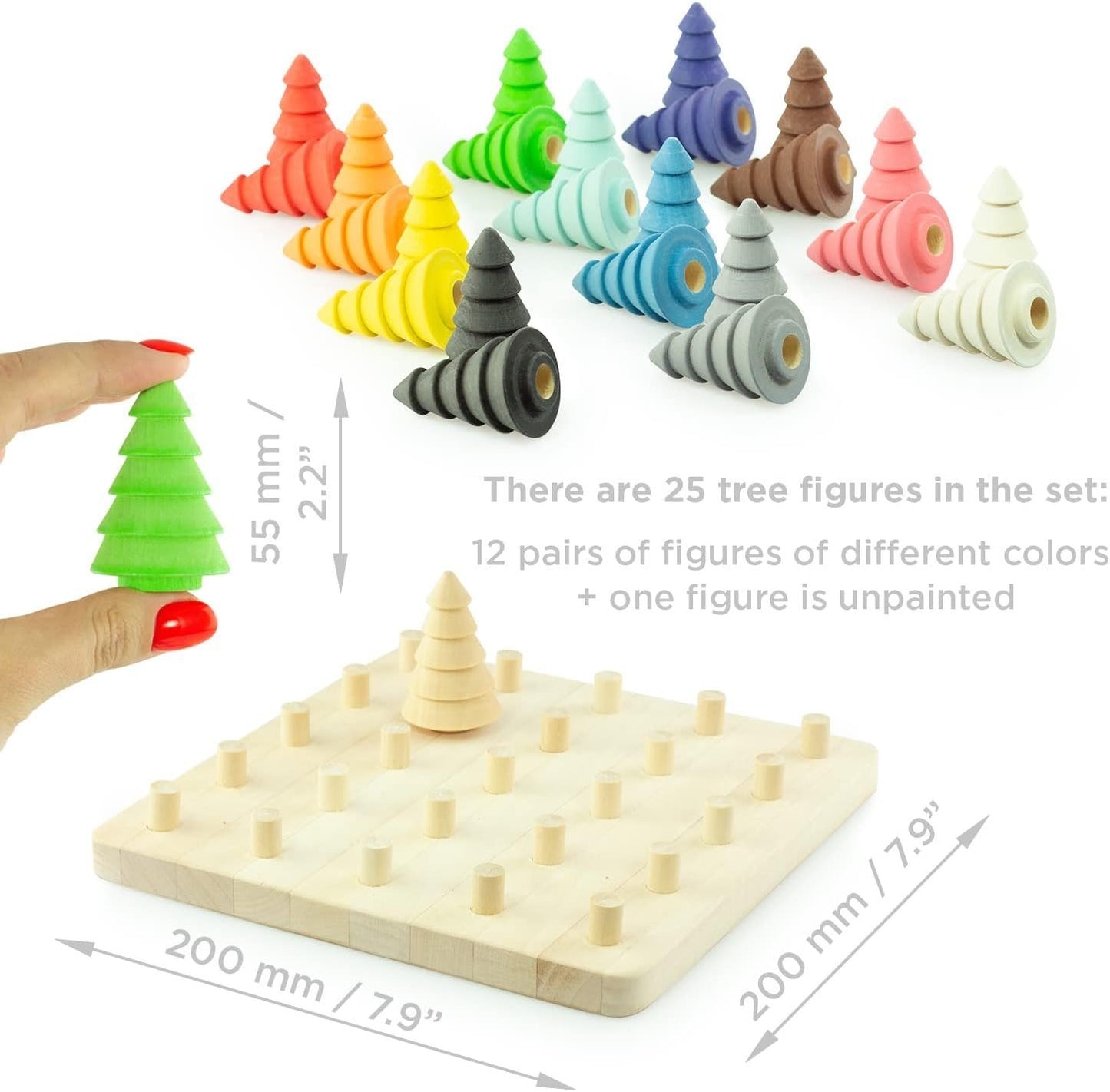 Ulanik Fir Trees on Board Toddler Montessori Toys for 3 Year Old + Wooden Trees Game for Learning Color Sorting and Counting