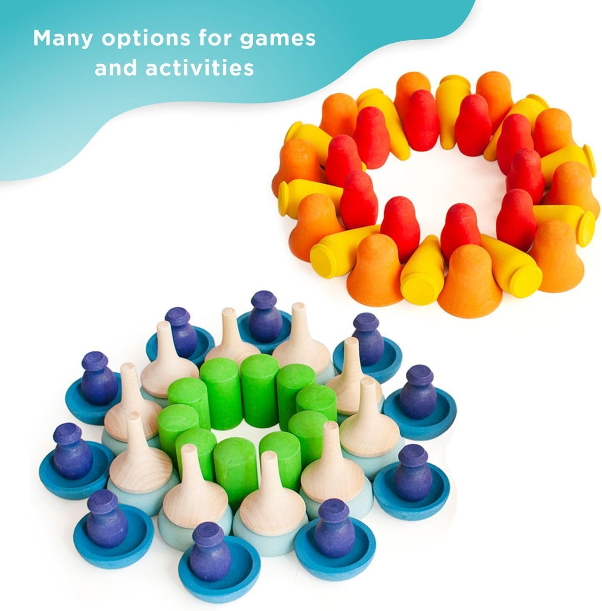 Ulanik Mandala Rainbow Patterns Toddler Montessori Toys for 3 Year Old + Wooden Building Set Matching Game