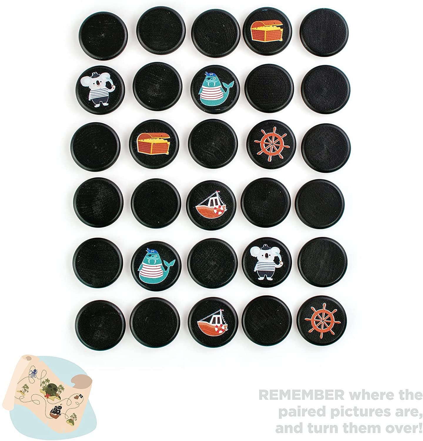 Ulanik Passenden Memory Spiel Piraten Schatz 30 stücke Holz Brettspiel Alter 3 + Vorschule Lernen Bildung