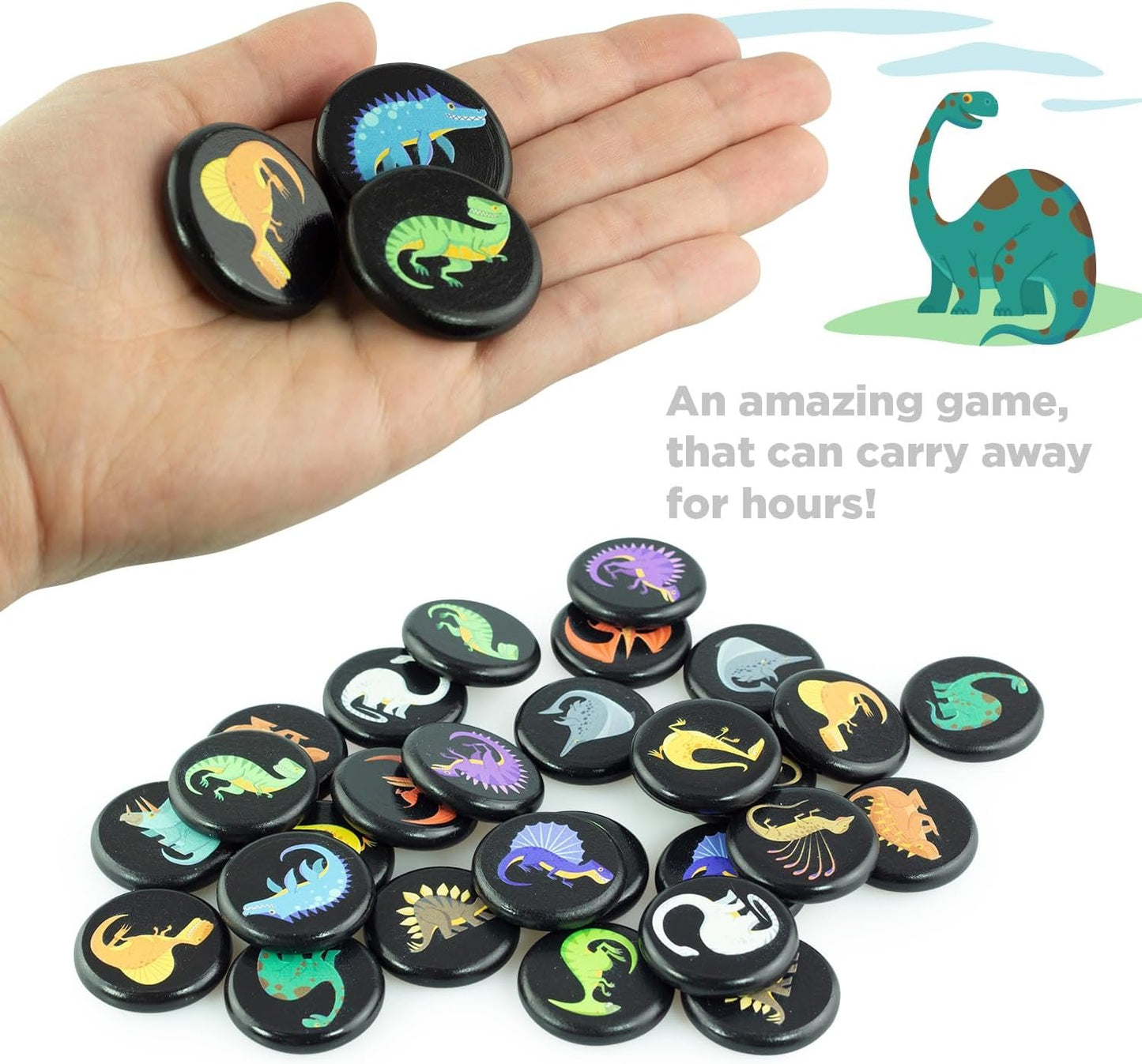 Ulanik Dinosaurs Matching Memory Game for Toddlers Age 3 + Year Old Wooden Board Games for Kids 4-8 Learning & Education