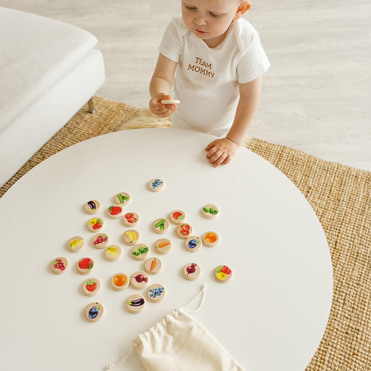 Ulanik Fruits and Vegetables Matching Memory Game for Toddlers Age 3 + Wooden Board Games for Kids 4-8 Learning & Education