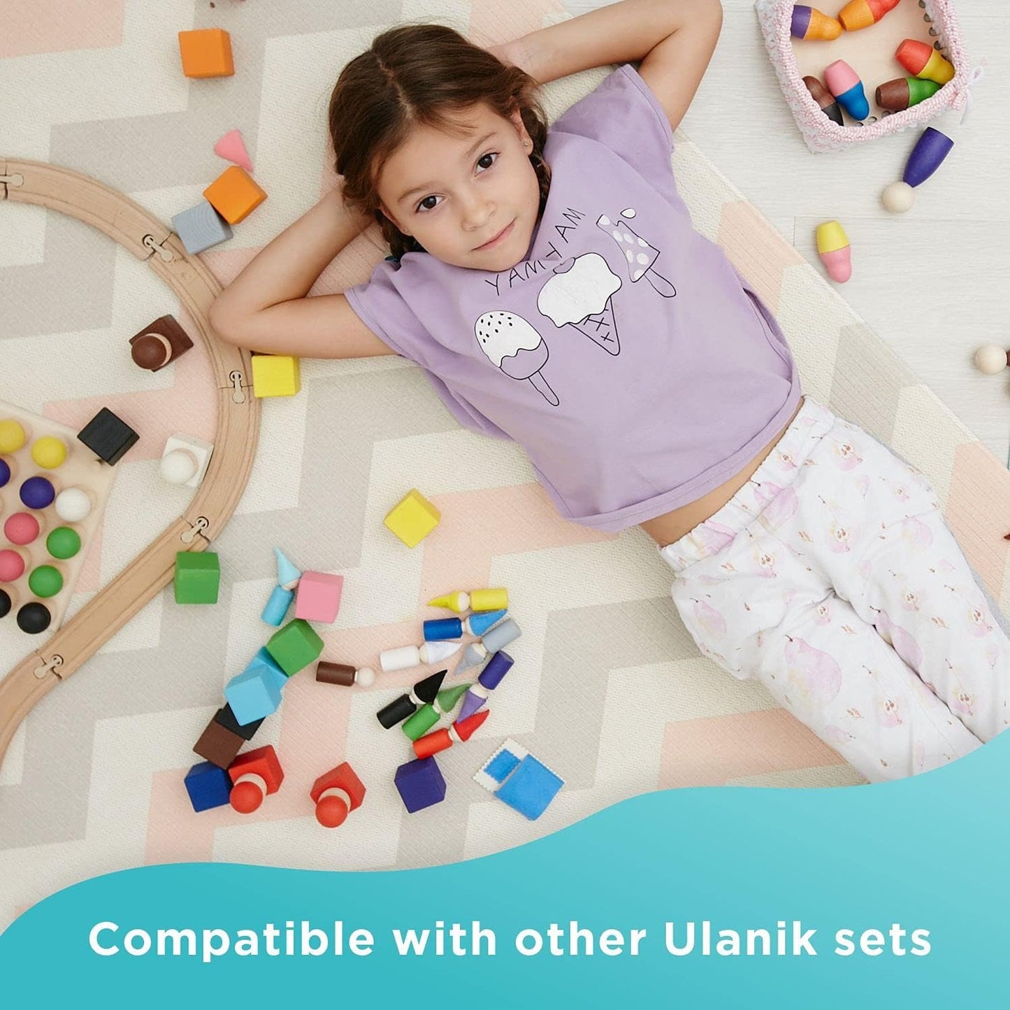 Ulanik Peg Dolls with Hats Toddler Montessori Toys for 3 Year Old + Wooden Waldorf Dolls for Learning Color Sorting and Counting