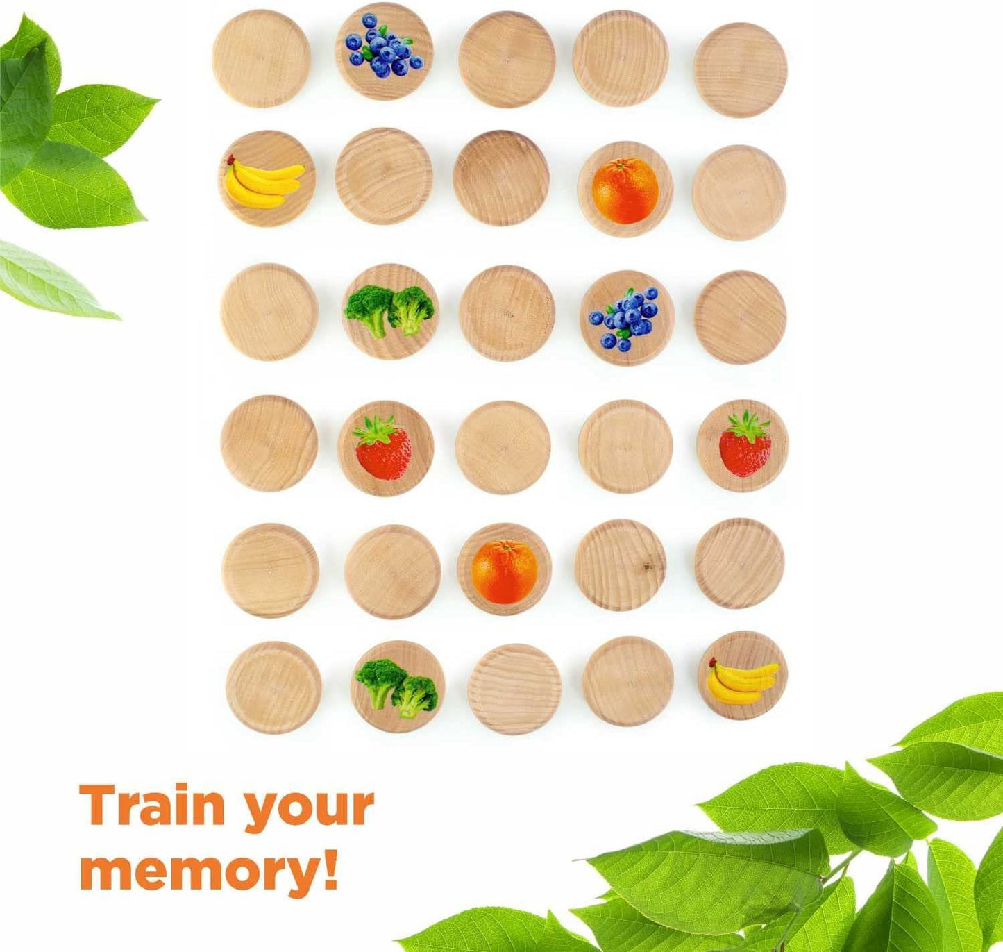 Ulanik Fruits and Vegetables Matching Memory Game for Toddlers Age 3 + Wooden Board Games for Kids 4-8 Learning & Education