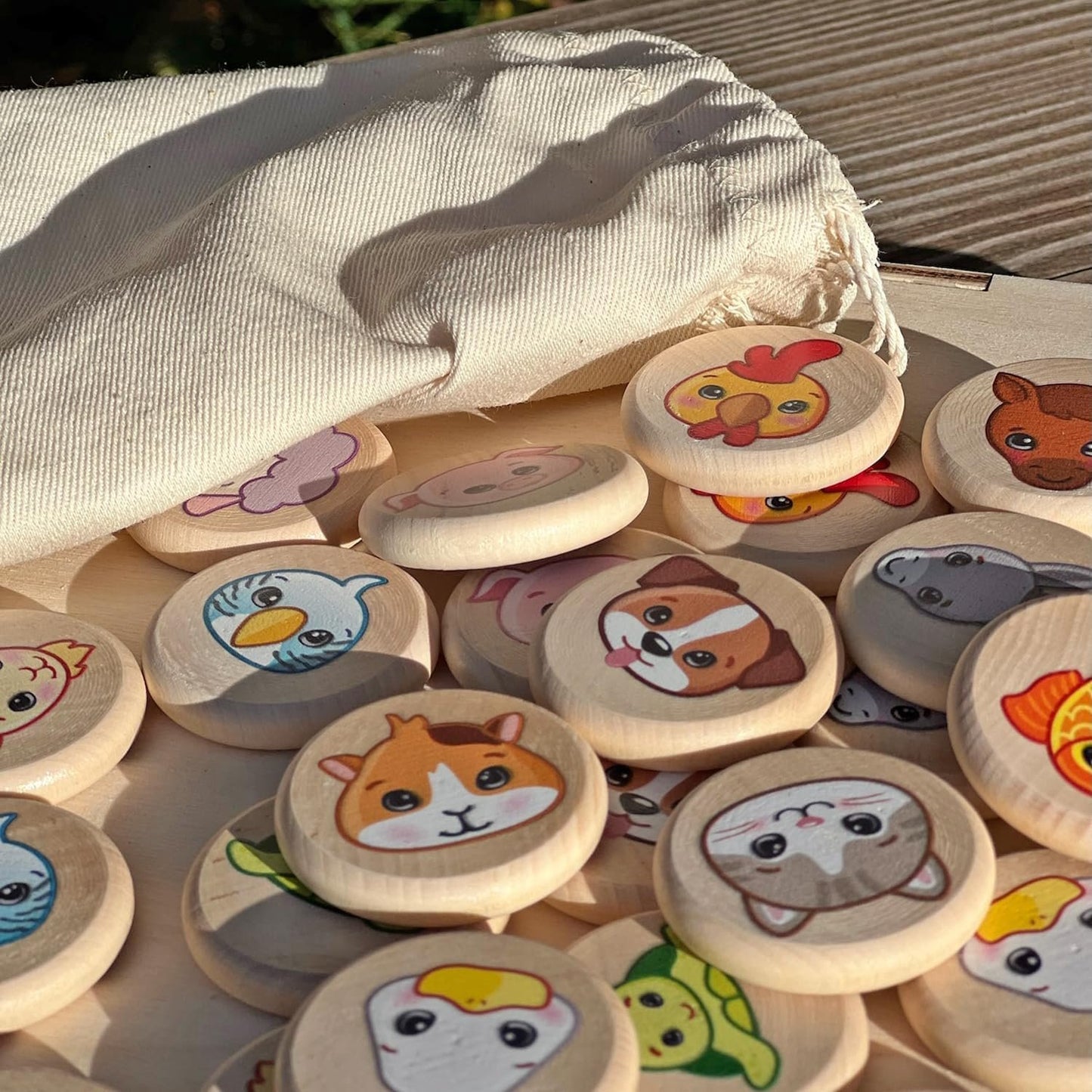 Ulanik Domestic Animals Matching Memory Game for Toddlers Age 3 + Wooden Board Games for Kids 4-8 Learning & Education Toys
