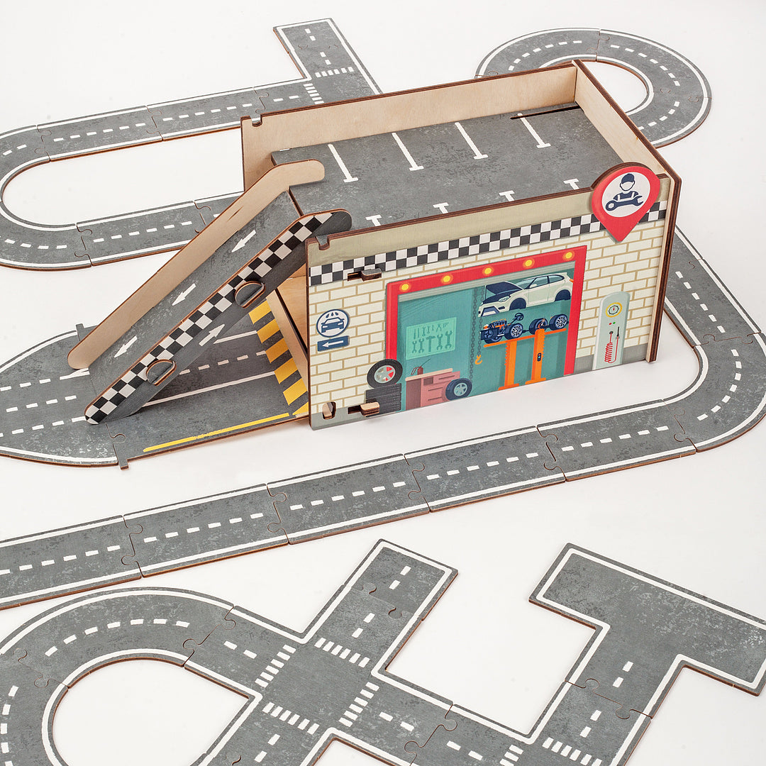 Puzzle road and garage