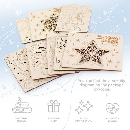 Set of wooden Christmas cards