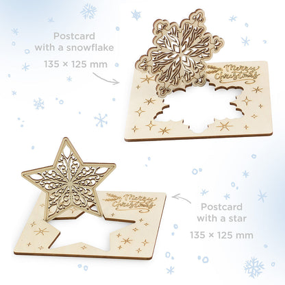 Set of wooden Christmas cards