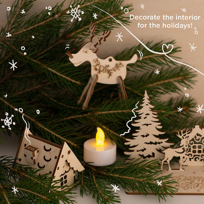 Set of wooden Christmas cards