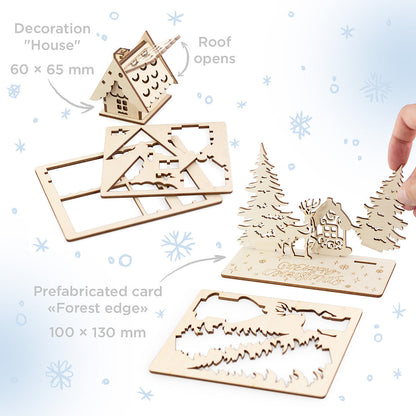 Set of wooden Christmas cards