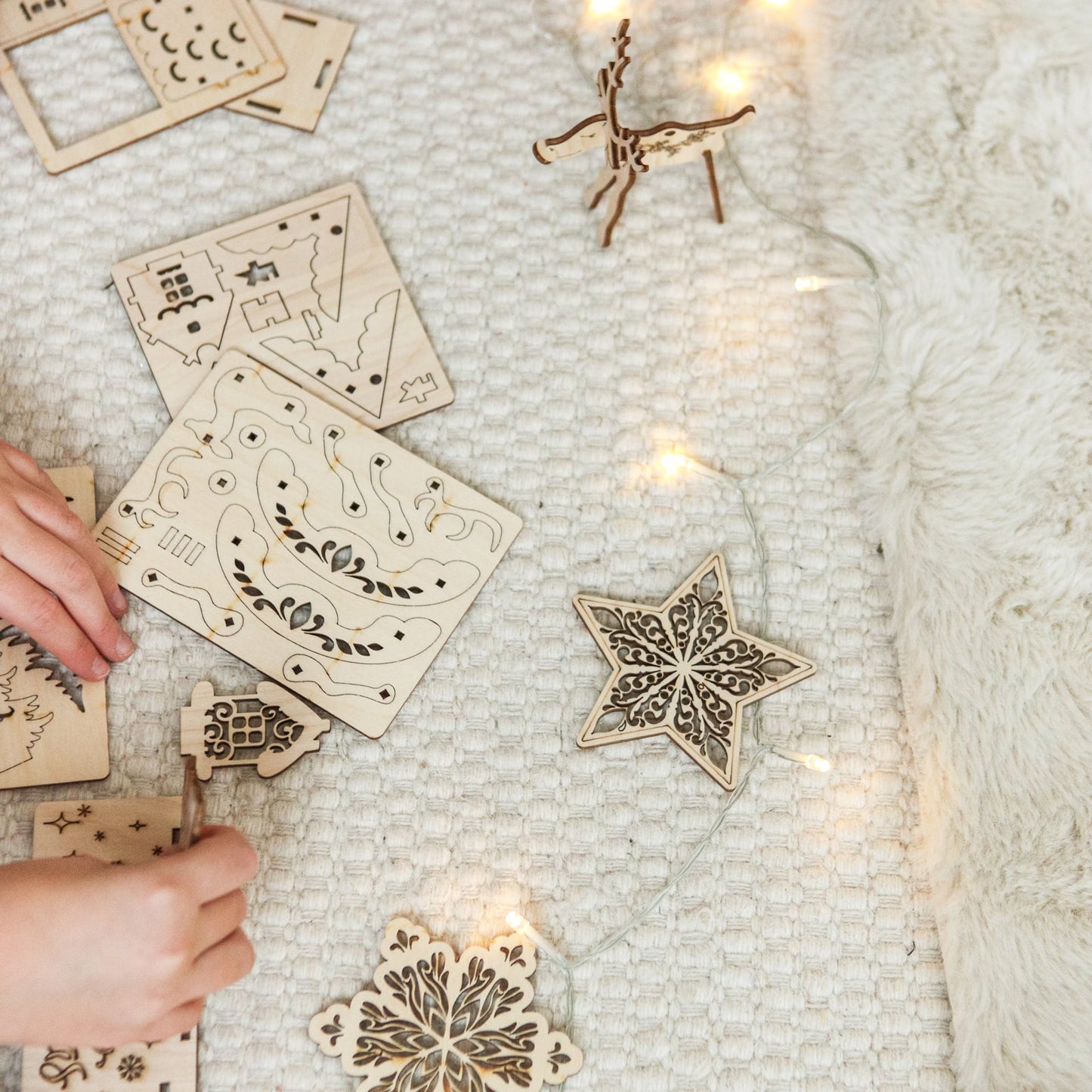 Set of wooden Christmas cards