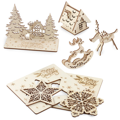 Set of wooden Christmas cards