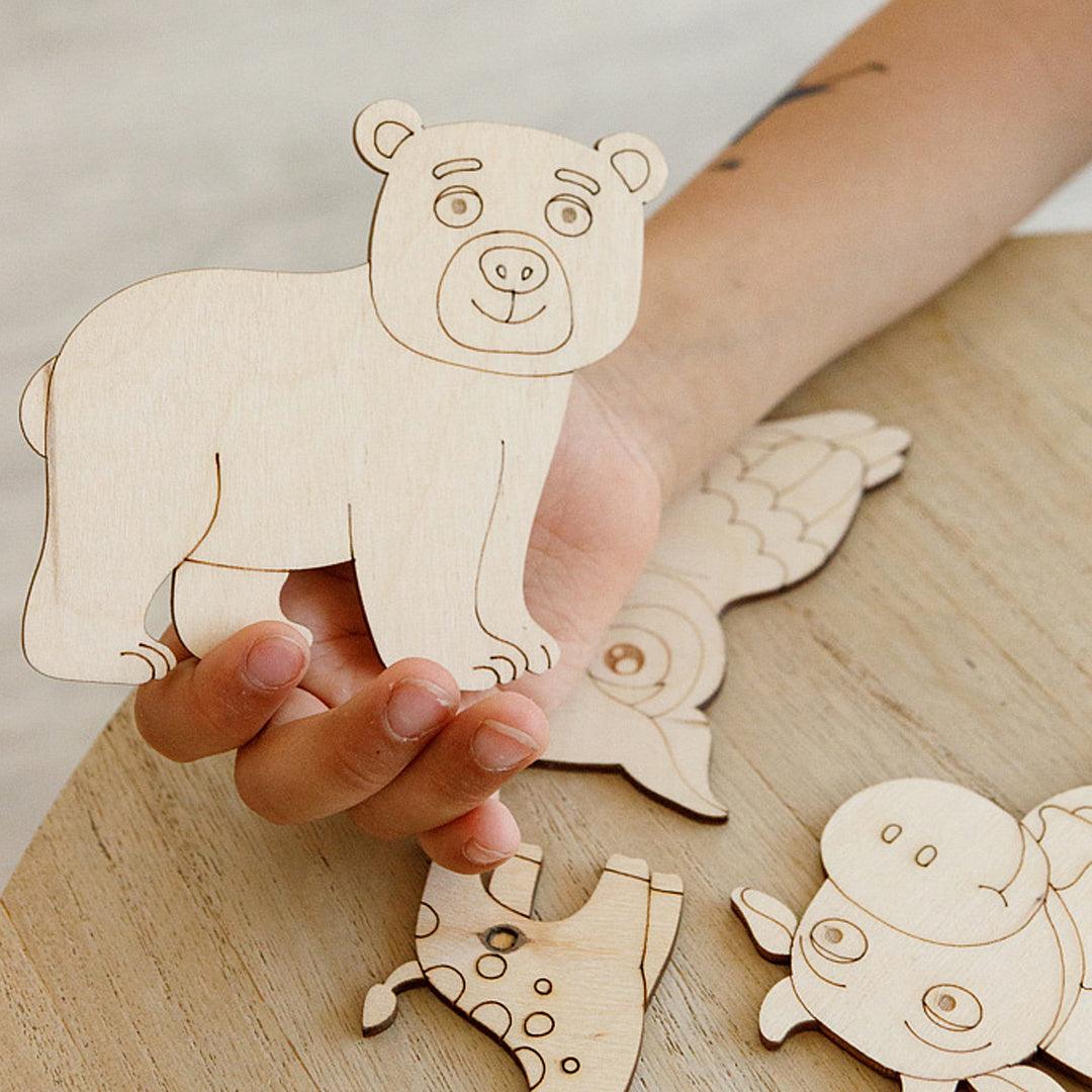 Wooden Colouring Models Animals - 12 pcs