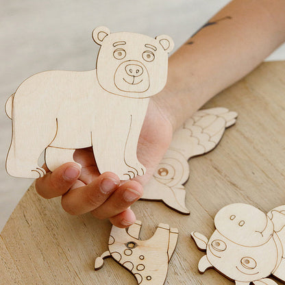 Wooden Colouring Models Animals - 12 pcs
