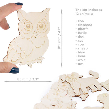 Wooden Colouring Models Animals - 12 pcs