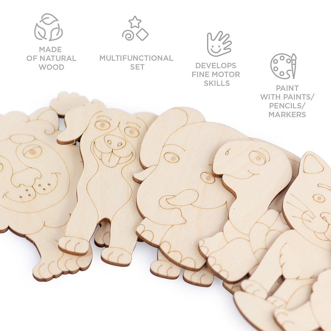 Wooden Colouring Models Animals - 12 pcs