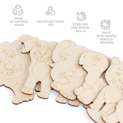 Wooden Colouring Models Animals - 12 pcs