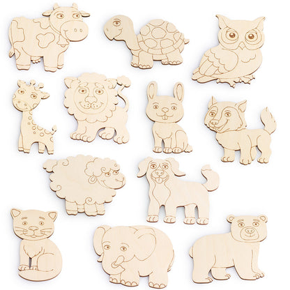 Wooden Colouring Models Animals - 12 pcs