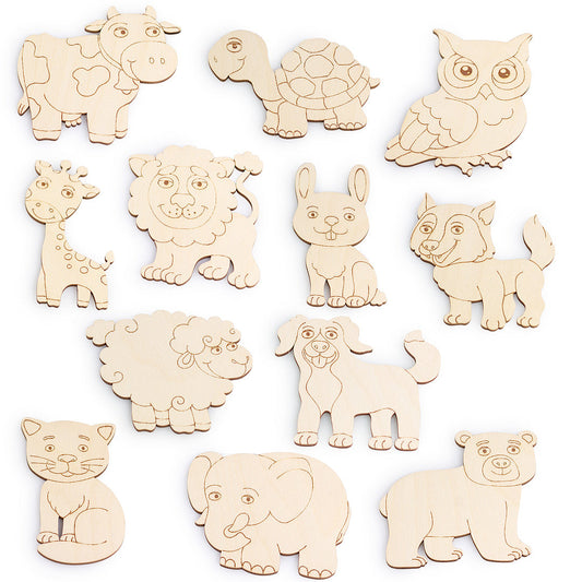 Wooden Colouring Models Animals - 12 pcs