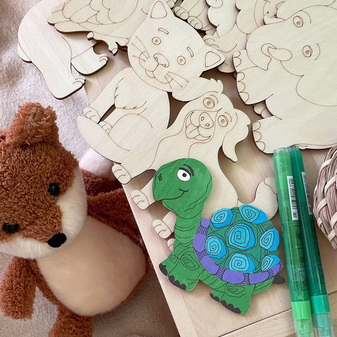 Wooden Colouring Models Animals - 12 pcs