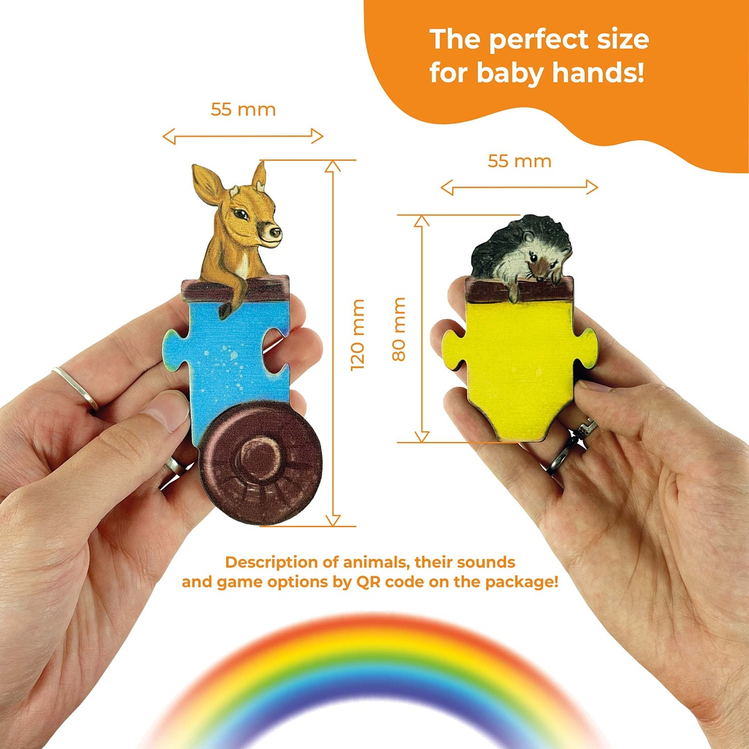 Wooden Puzzle - Rainbow Wagons