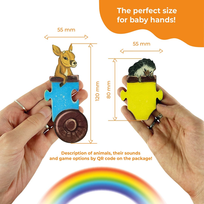 Wooden Puzzle - Rainbow Wagons