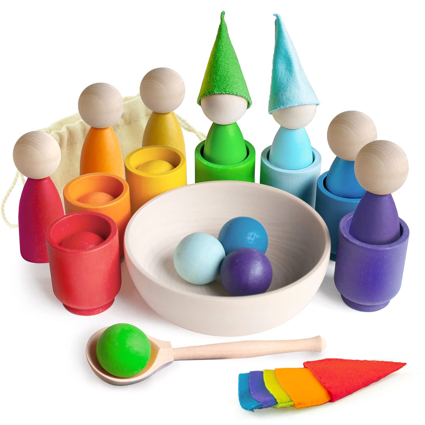 Rainbow Peg Dolls and Balls in Cups (2 Edition)