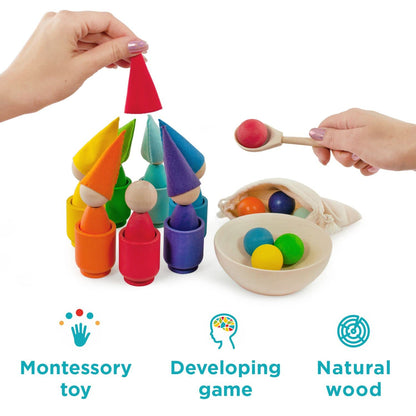 Rainbow Peg Dolls and Balls in Cups (2 Edition)