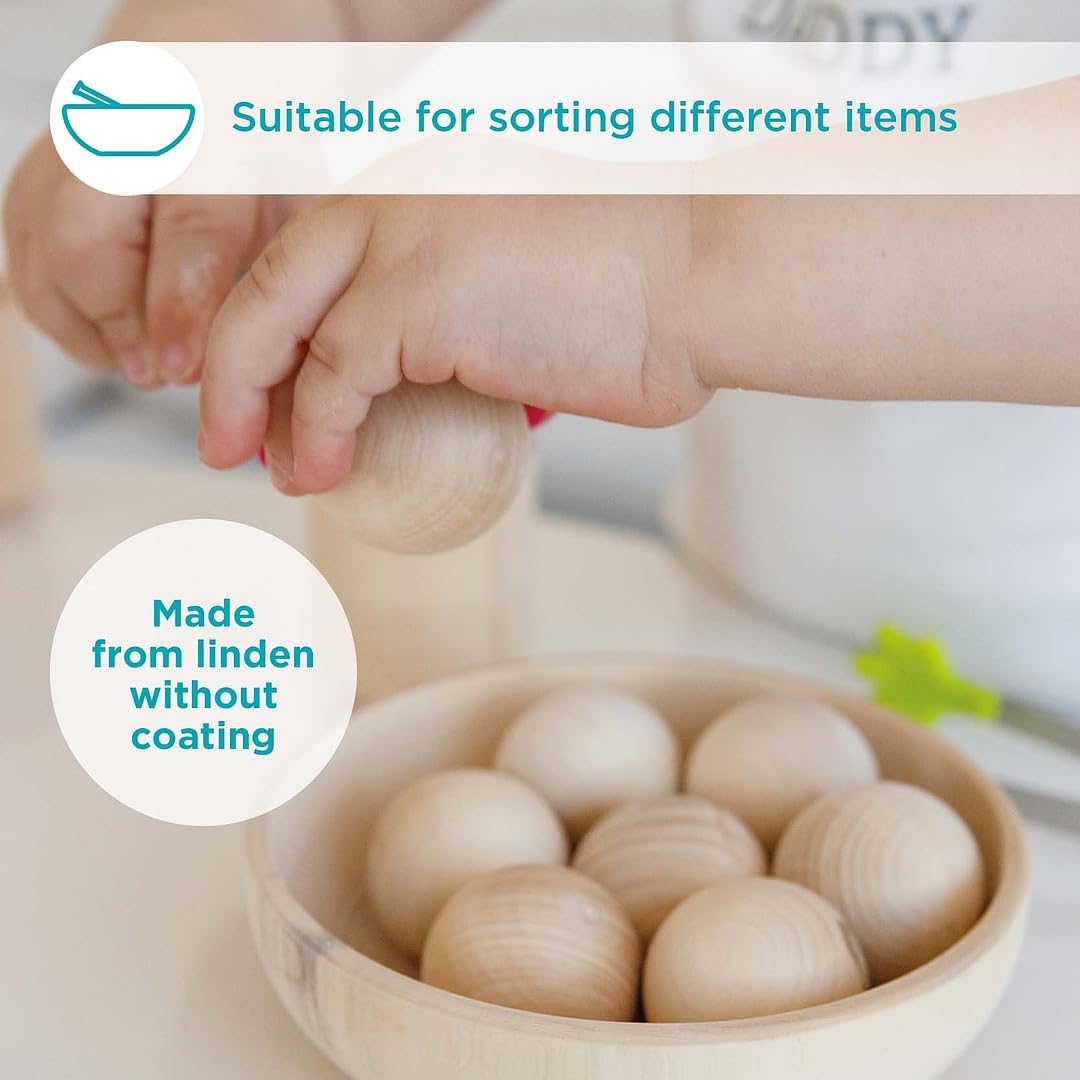 Wooden Set for Sorting Bowl and Spoon 1+