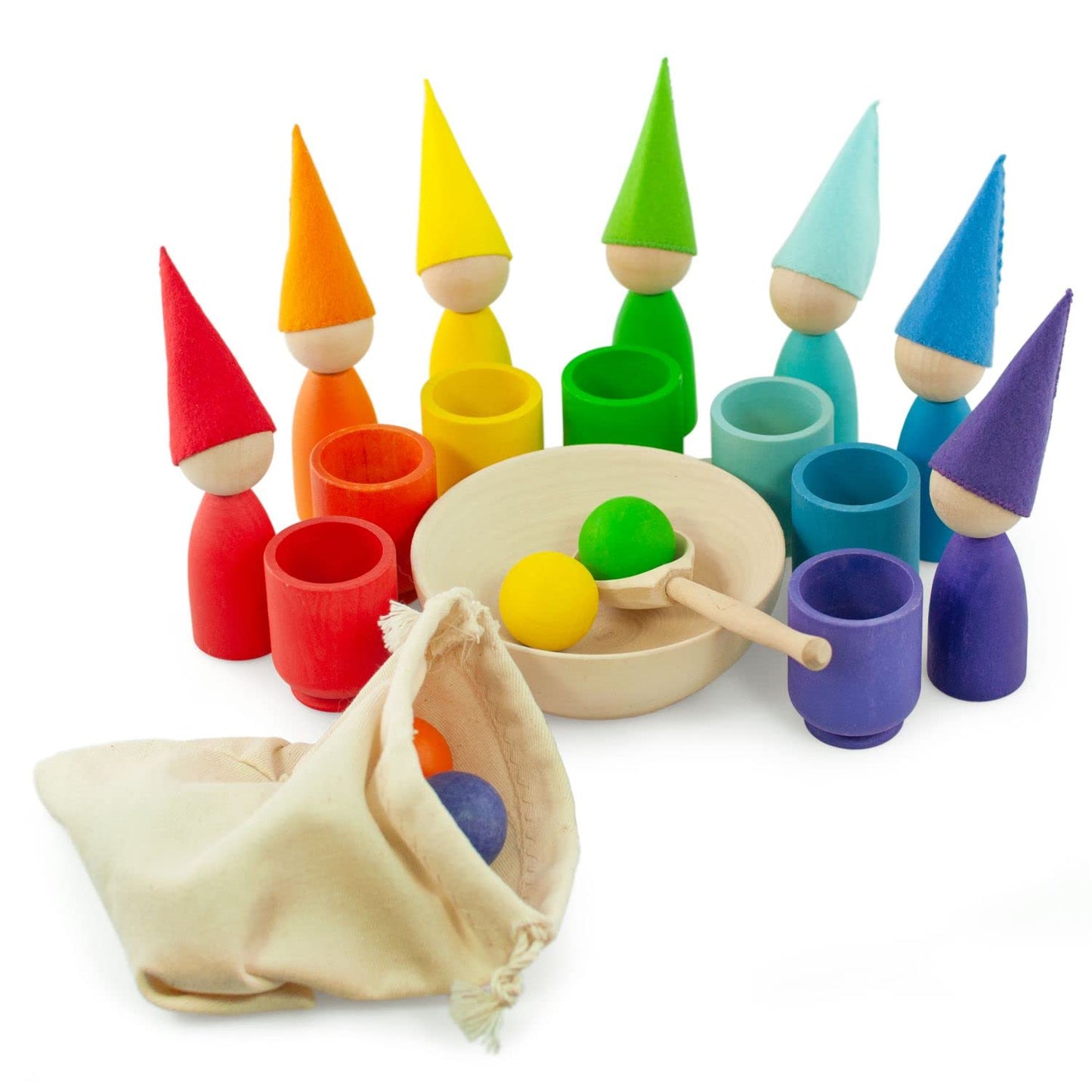 Rainbow Peg Dolls and Balls in Cups (2 Edition)