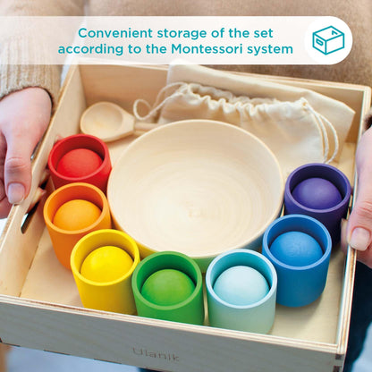 Rainbow Large Balls in Cups - 7 balls 40 mm