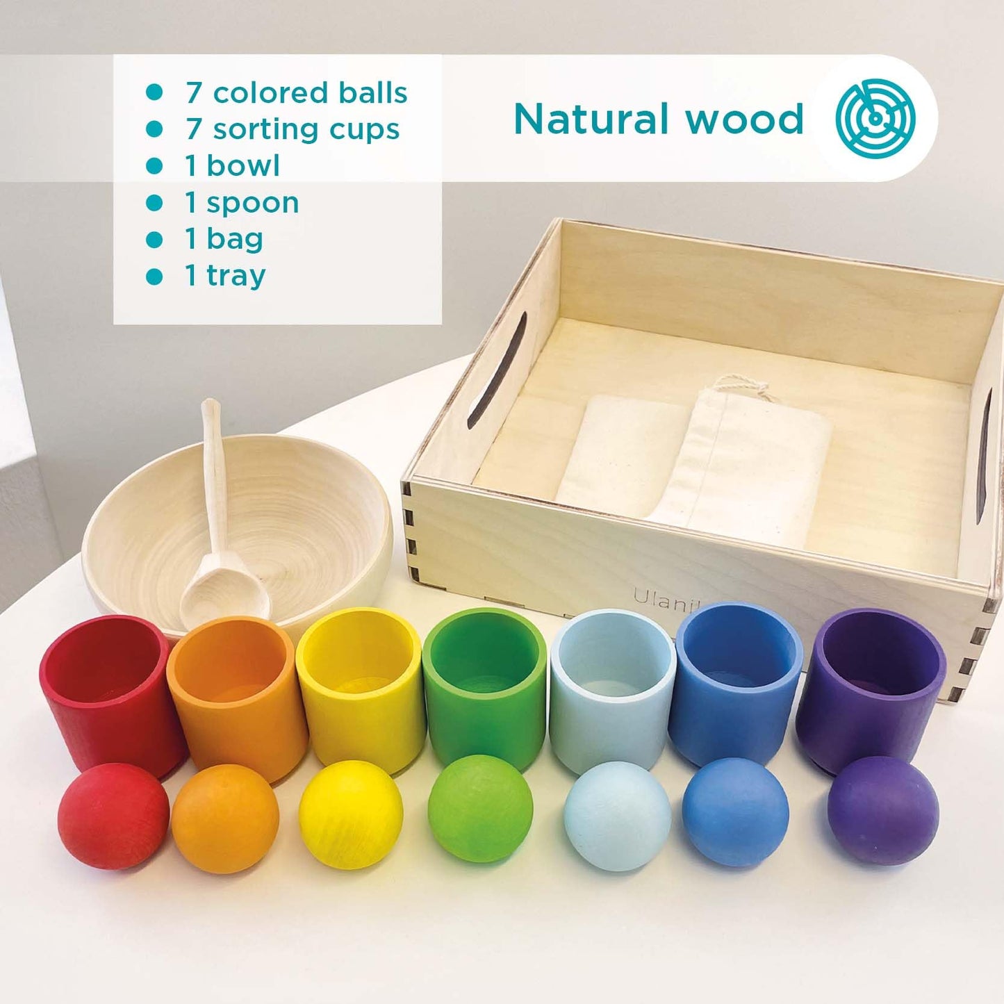 Rainbow Large Balls in Cups - 7 balls 40 mm