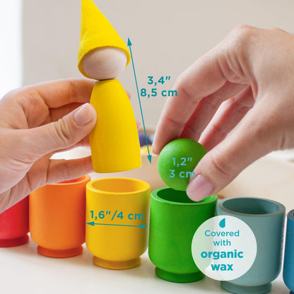 Rainbow Peg Dolls and Balls in Cups (2 Edition)