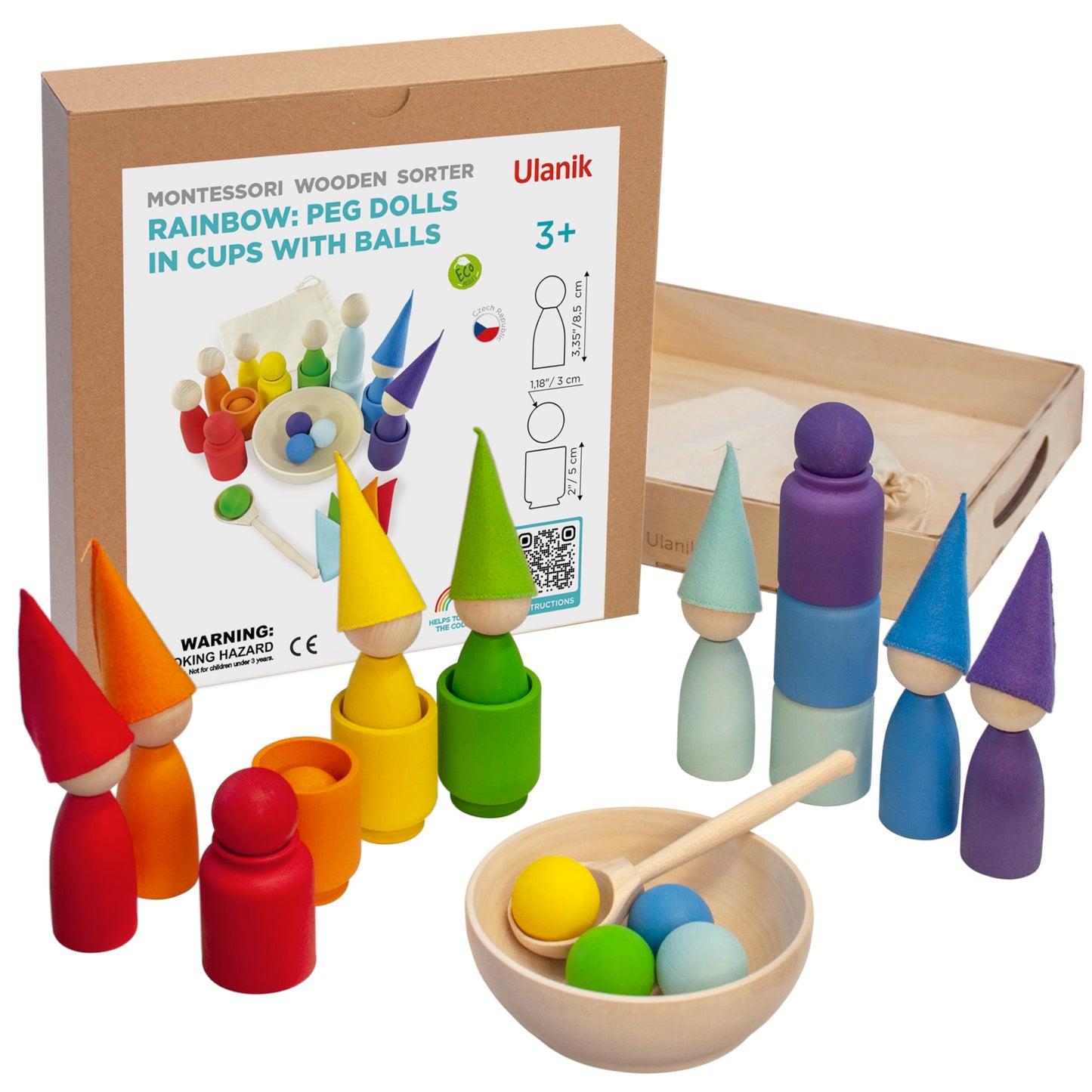 Rainbow Peg Dolls and Balls in Cups (2 Edition)