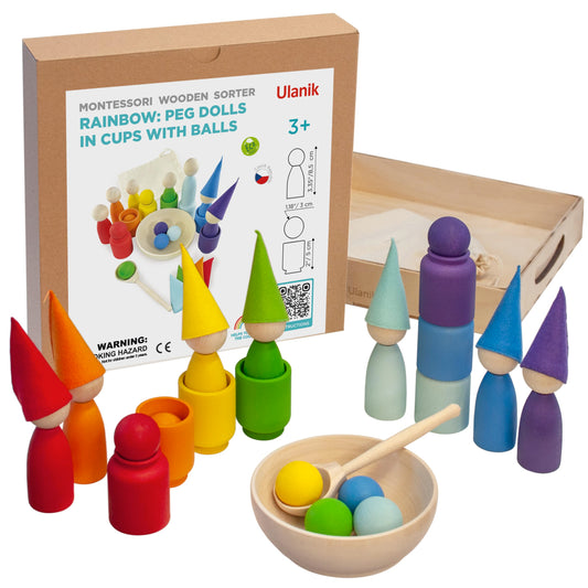 Rainbow Peg Dolls and Balls in Cups (2 Edition)