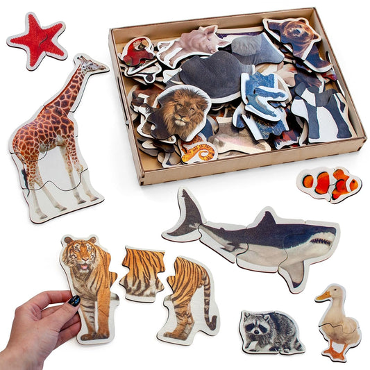 Ulanik Animals Puzzles for 3 Year Olds, Jigsaw Puzzles for Kids, 4-6 Years, Wooden Puzzle, Toddler Puzzles, Children's Games, Baby Learning Toys — 29 Animal Figures