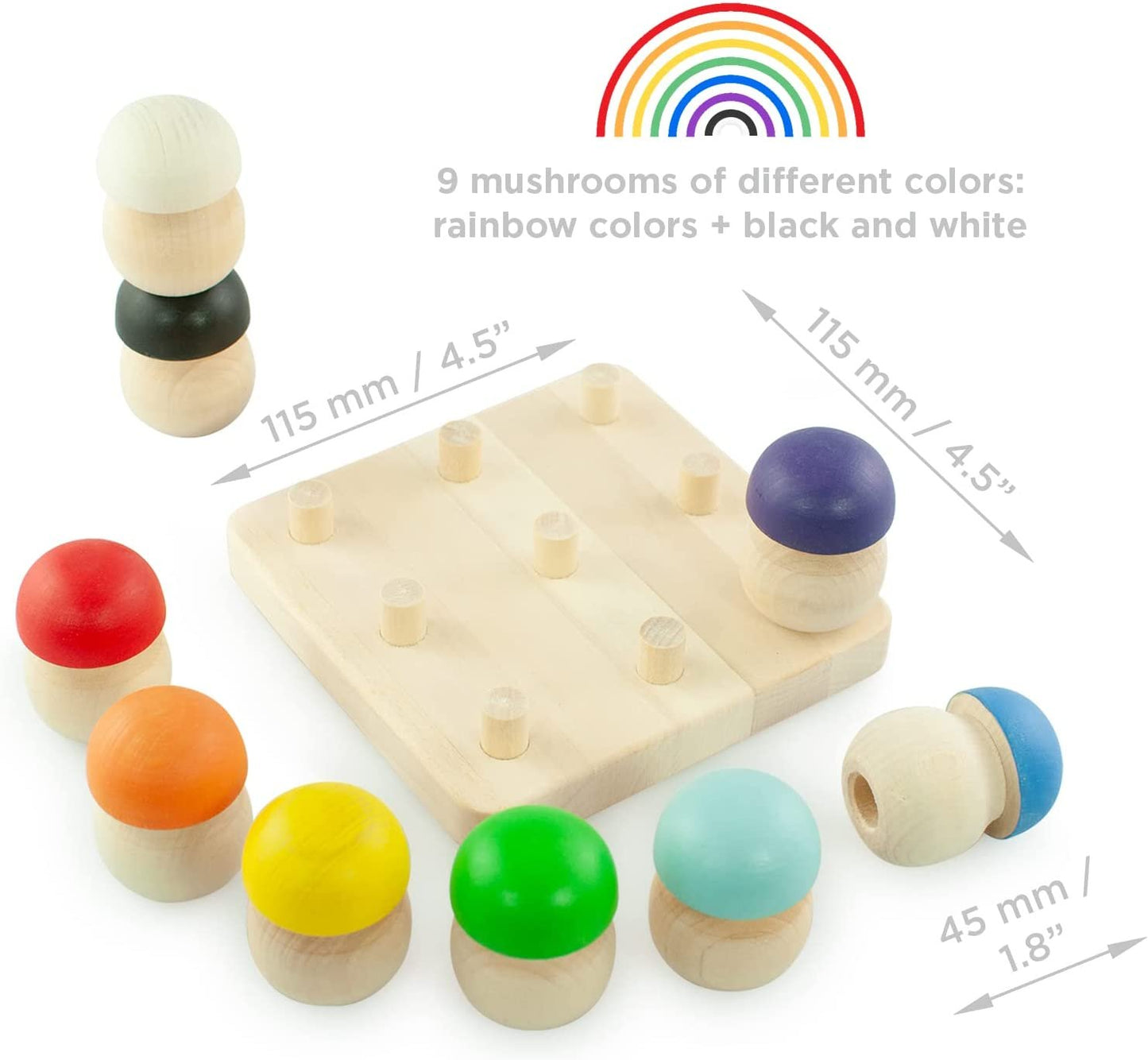 Ulanik Mushroom Glade Toddler Montessori Toys for 3 Year Old + Kids Wooden Mushrooms Game for Learning Color Sorting and Counting