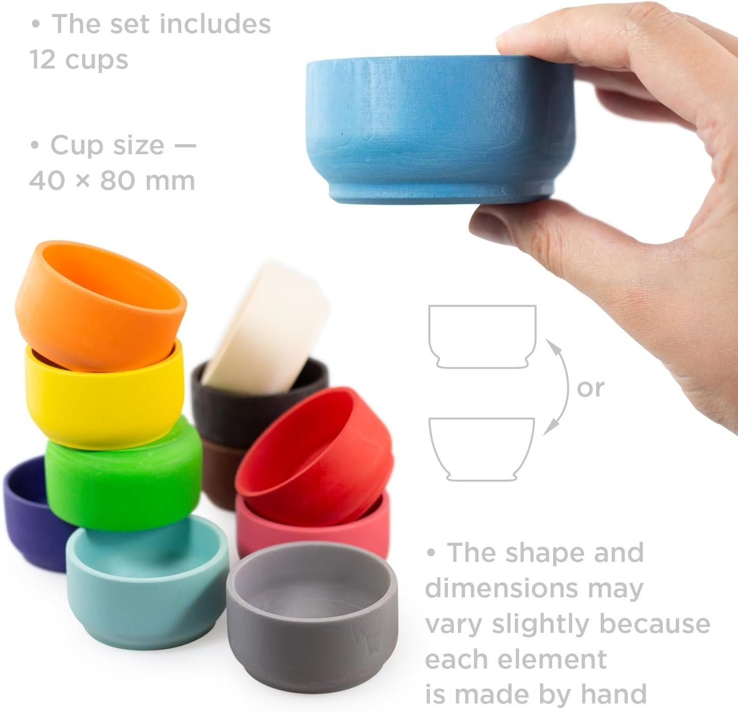 Ulanik Sorting Cups Toddler Montessori Toys for 3+ Year Old Wooden Stacking Game for Learning Color & Counting