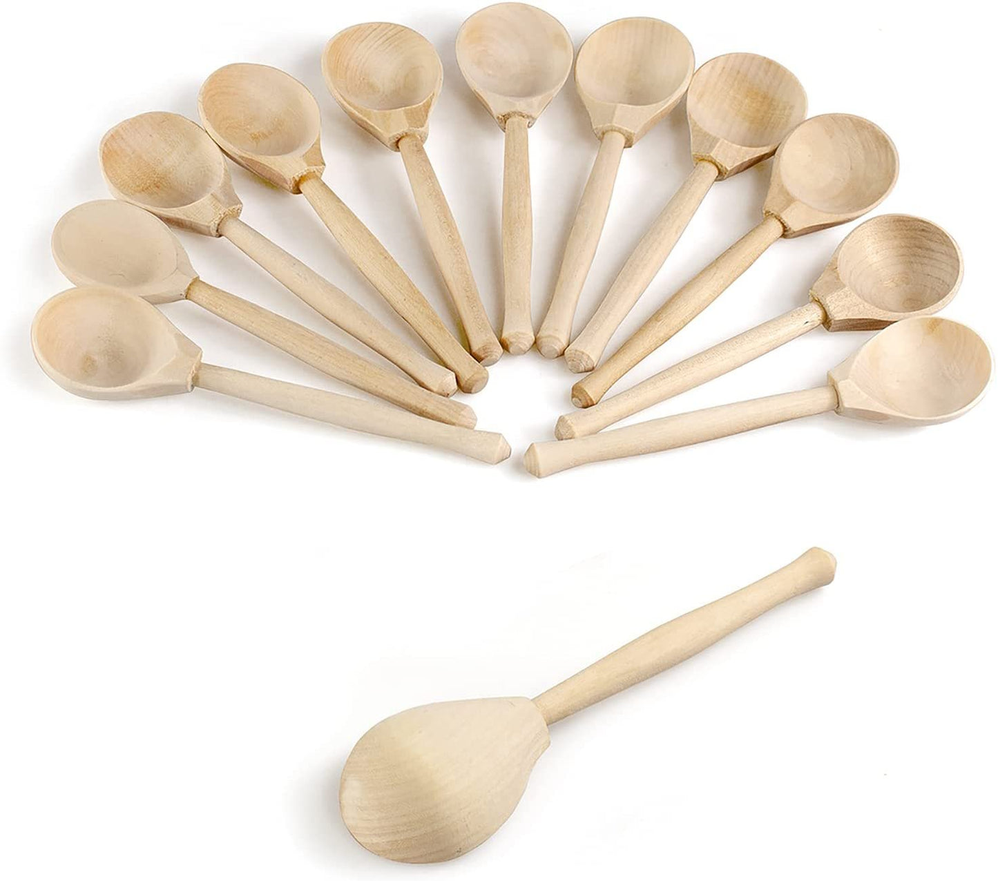 Ulanik DIY 12 pcs Unfinished Wooden Spoons Set Unpainted Figurines for Painting, Pyrography, Decoupage Crafts