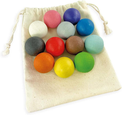 Ulanik Wooden Balls for Sorters 12 Balls 30 mm Age 1+ Montessori Color Sorting and Counting Preschool Learning Educational Toys